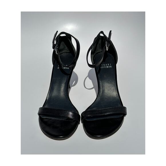 Stuart Weitzman $475 Nunaked Curve 75mm Sandal Heel Black Leather Size 6 M - Picture 3 of 16
